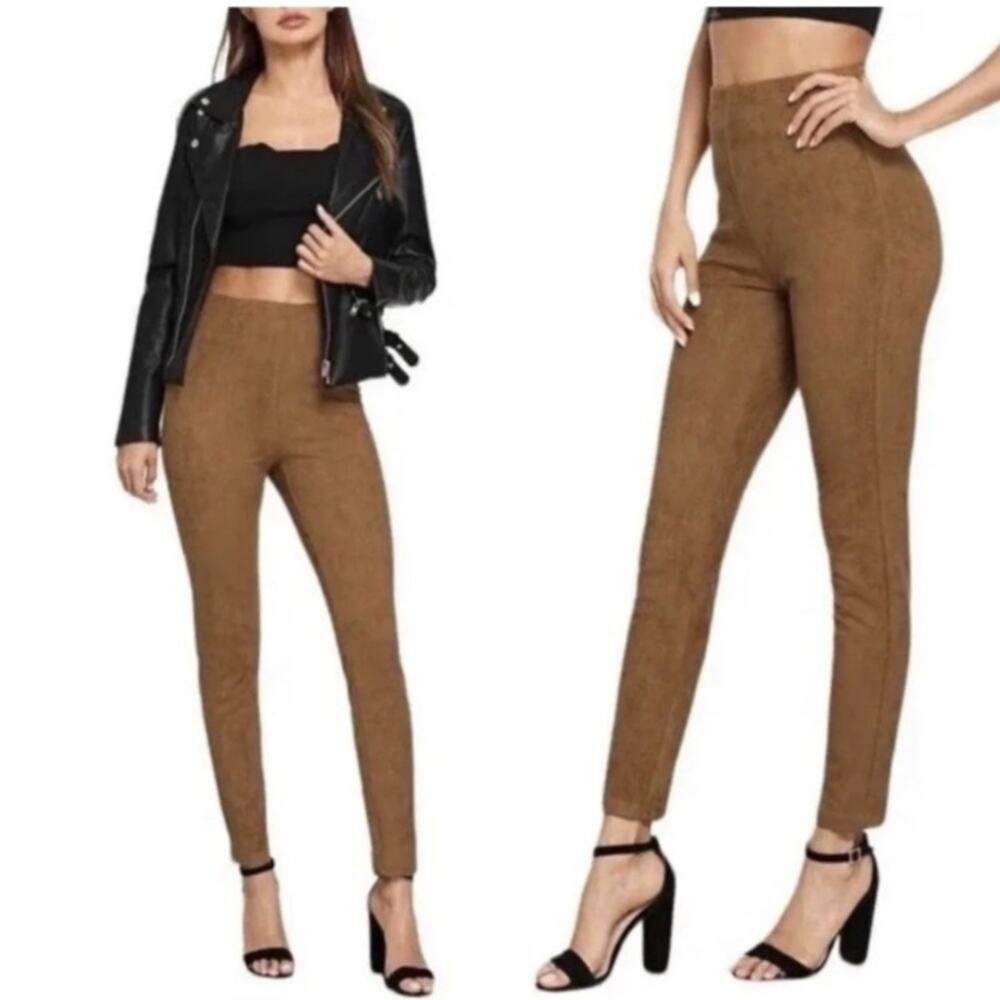 NWT Max Studio Vicuna Faux Suede Legging Pants XL Camel Brown Stretch